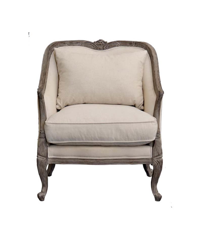 PARIS Tub Chair Light Burnt Oak + 100% Natural Linen