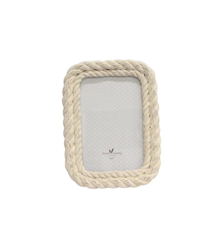 Small Rectangle White Wash Rope Frame