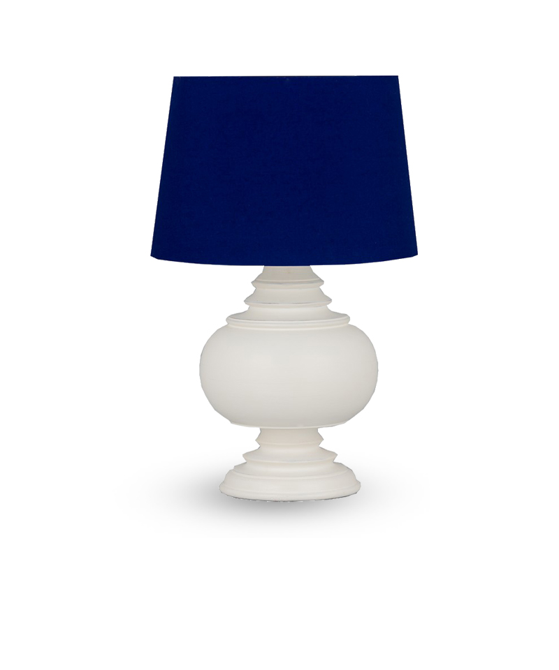 Table Lamp & Shade – White / Blue Cotton