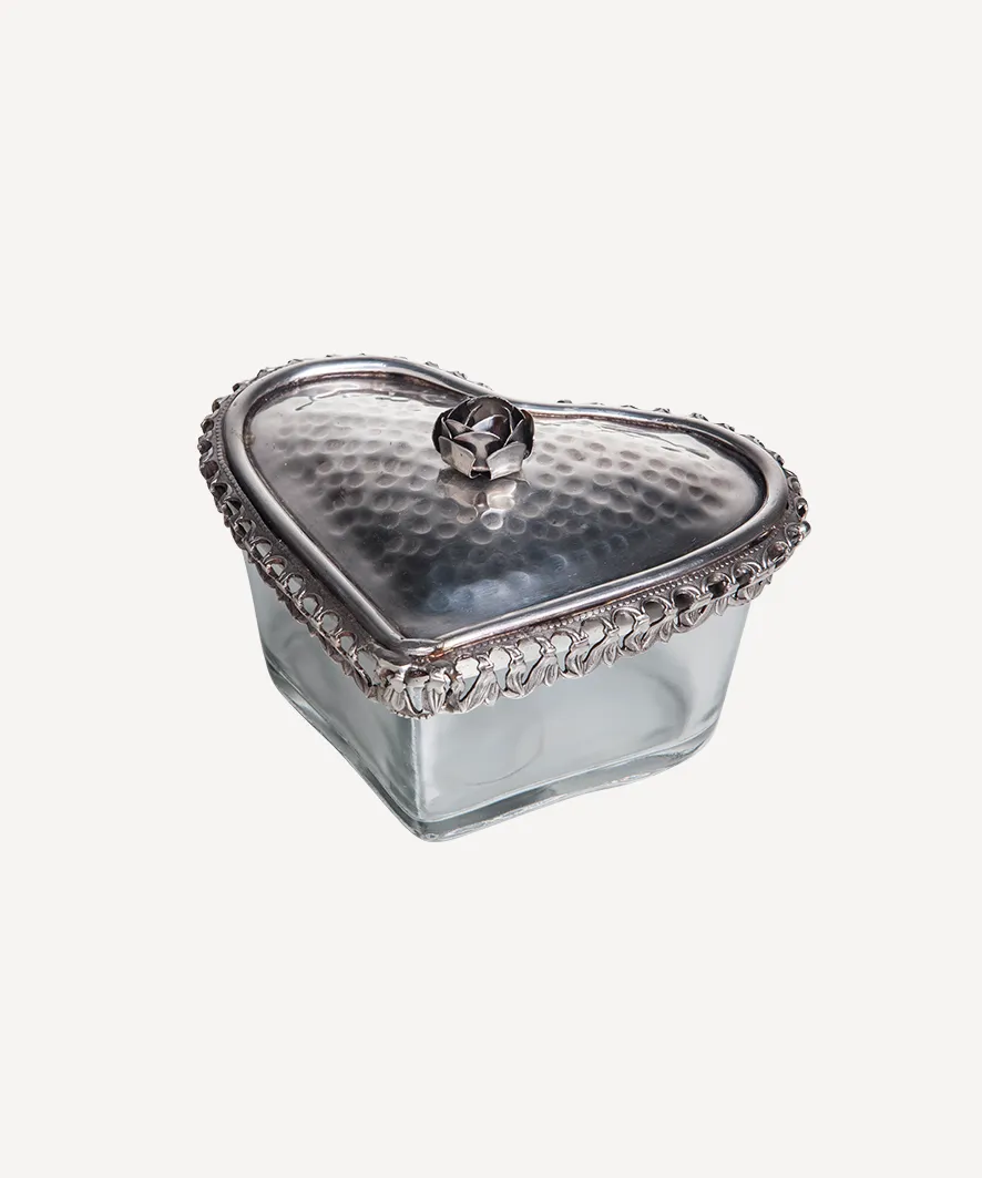 Glass Heart Box With Rose