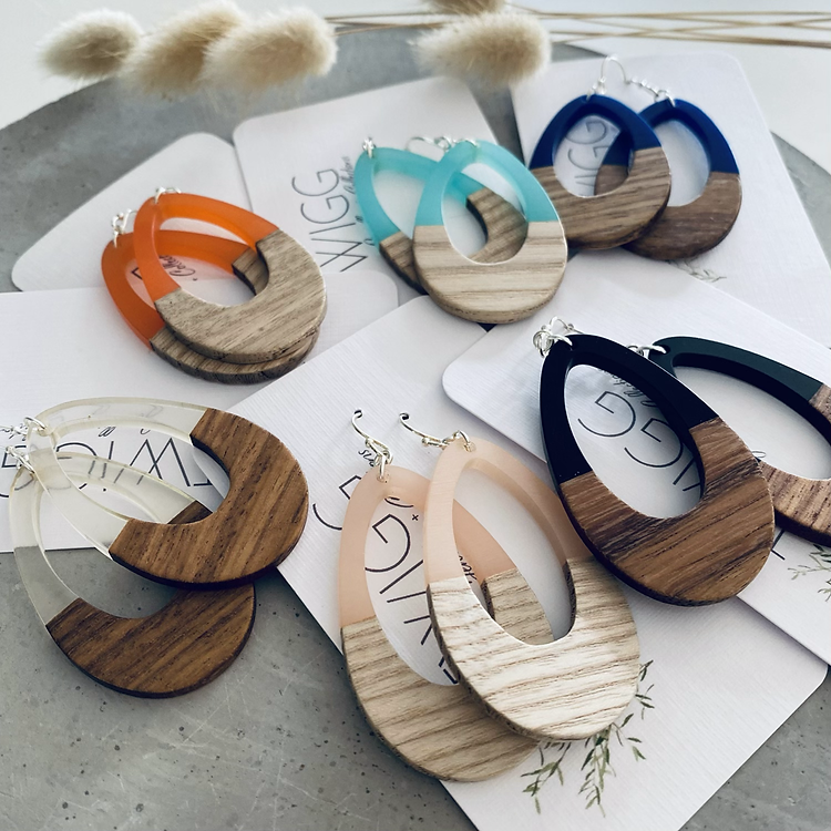 Sea, Salt, Sand Resin Wood Earrings